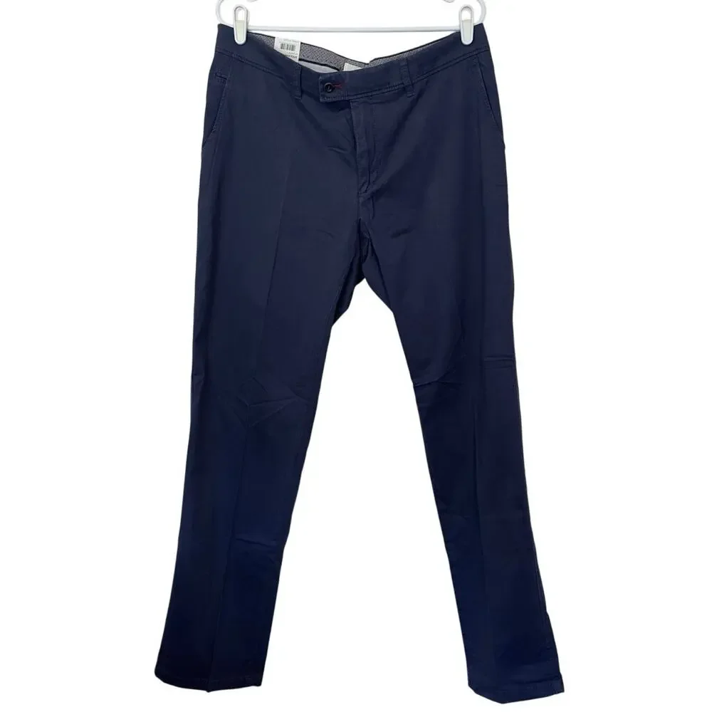 NWT BRAX Men’s Evans Regular Fit Kapok & Pima Luxury Chino‎ Pants Size 38 Navy